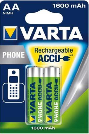 VARTA Rechargeable Akku Phone AA 1,2 V 1600mAh 2 Stück