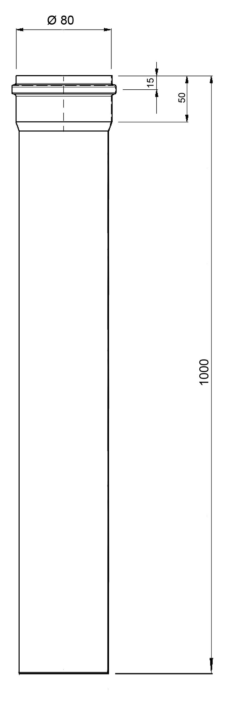 Ofenrohr für Pelletofen Senotherm 0,8mm grau Ø80mm Länge 1000mm