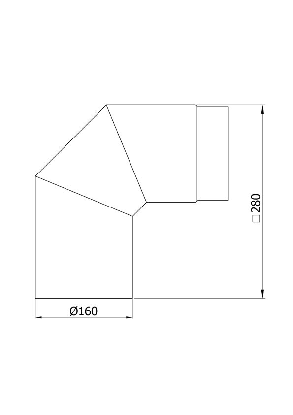 Ofenrohr / Rauchrohr Bogenknie 90° Ø160mm Senotherm schwarz ohne Tür