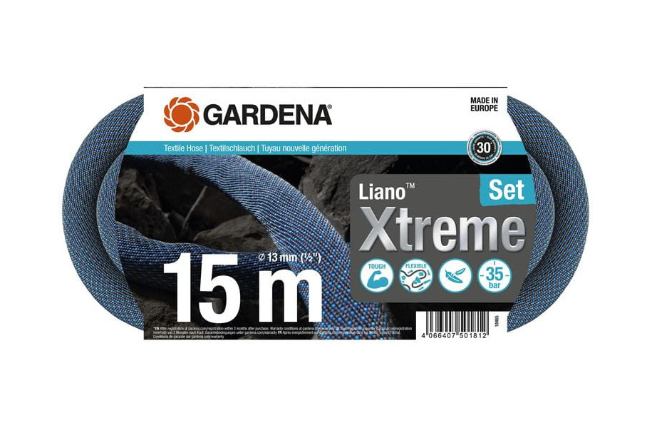 Gardena Textilschlauch Liano Xtreme Set 15m 1/2 Zoll 18465-20