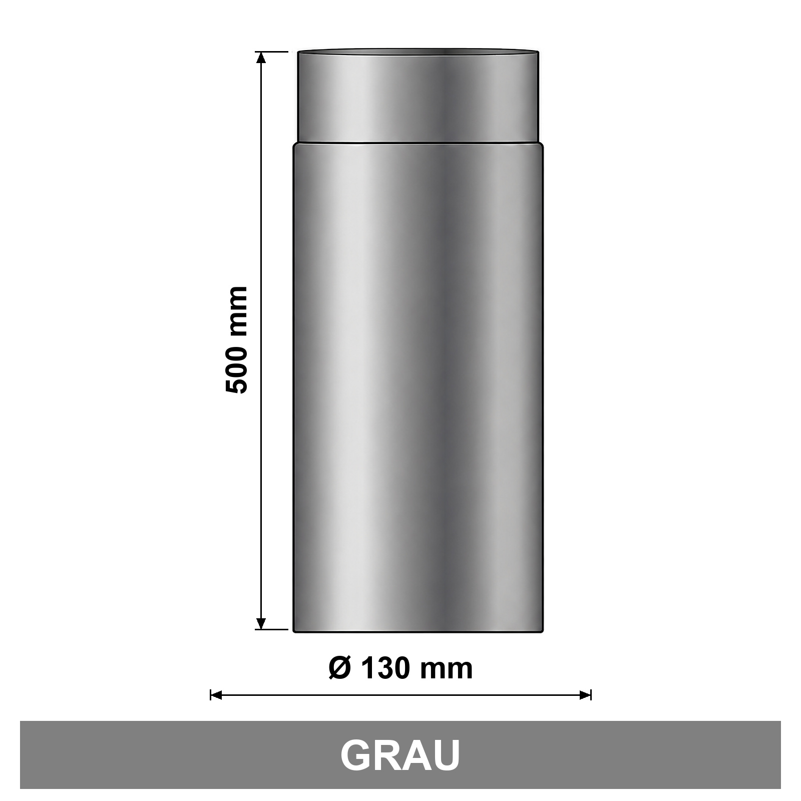 ediFire Ofenrohr Ø 130 mm, 500 mm, grau