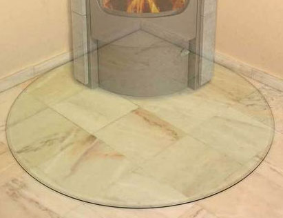 Funkenschutzplatte Bodenplatte Hark aus Glas 1230x1230mm Tropfenform
