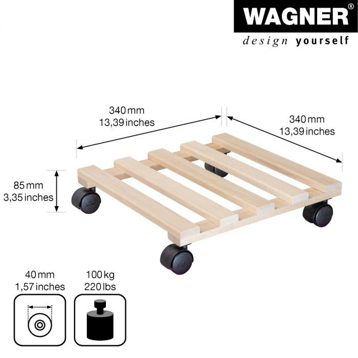 Multiroller Pflanzenroller Holz 340x340 mm für 100 kg