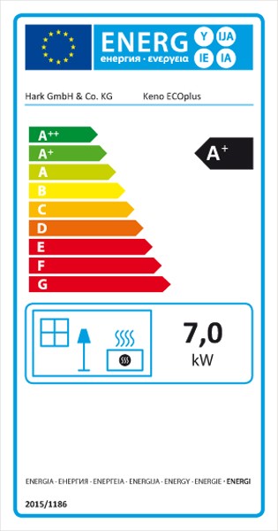 Energielabel Kaminofen Hark Keno ECOplus Naturstein 7kW