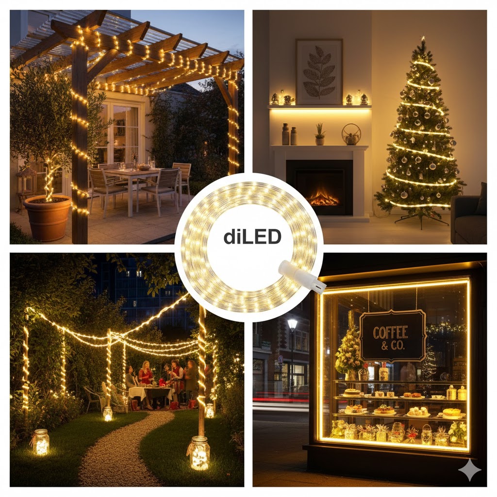 diLED 60 LED Lichterschlauch – Warmweiß, 5m