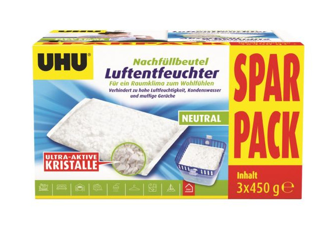 UHU Luftentfeuchter Nachfüllbeutel Sparpack 3 x 450 g