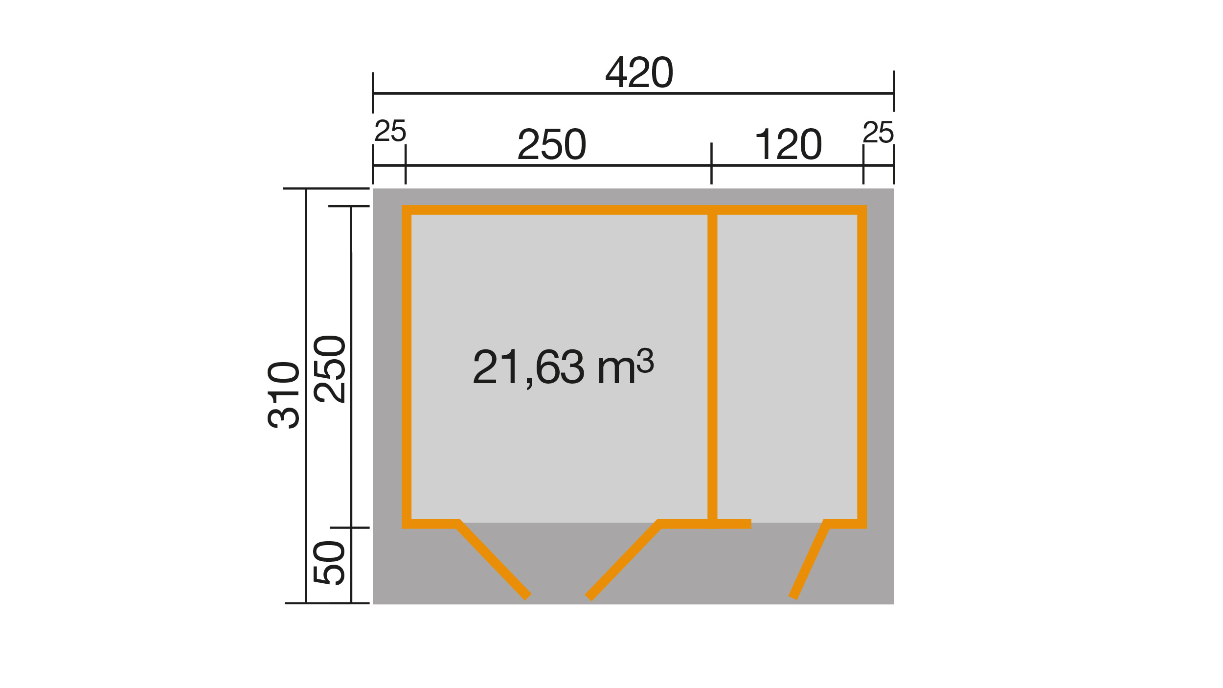 weka Gartenhaus 253 Gr.2, 28 mm, DT, Nebenraum ET