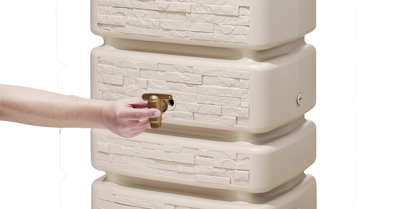 4rain Slim Stone Decor Wandtank 350 Liter Sandbeige