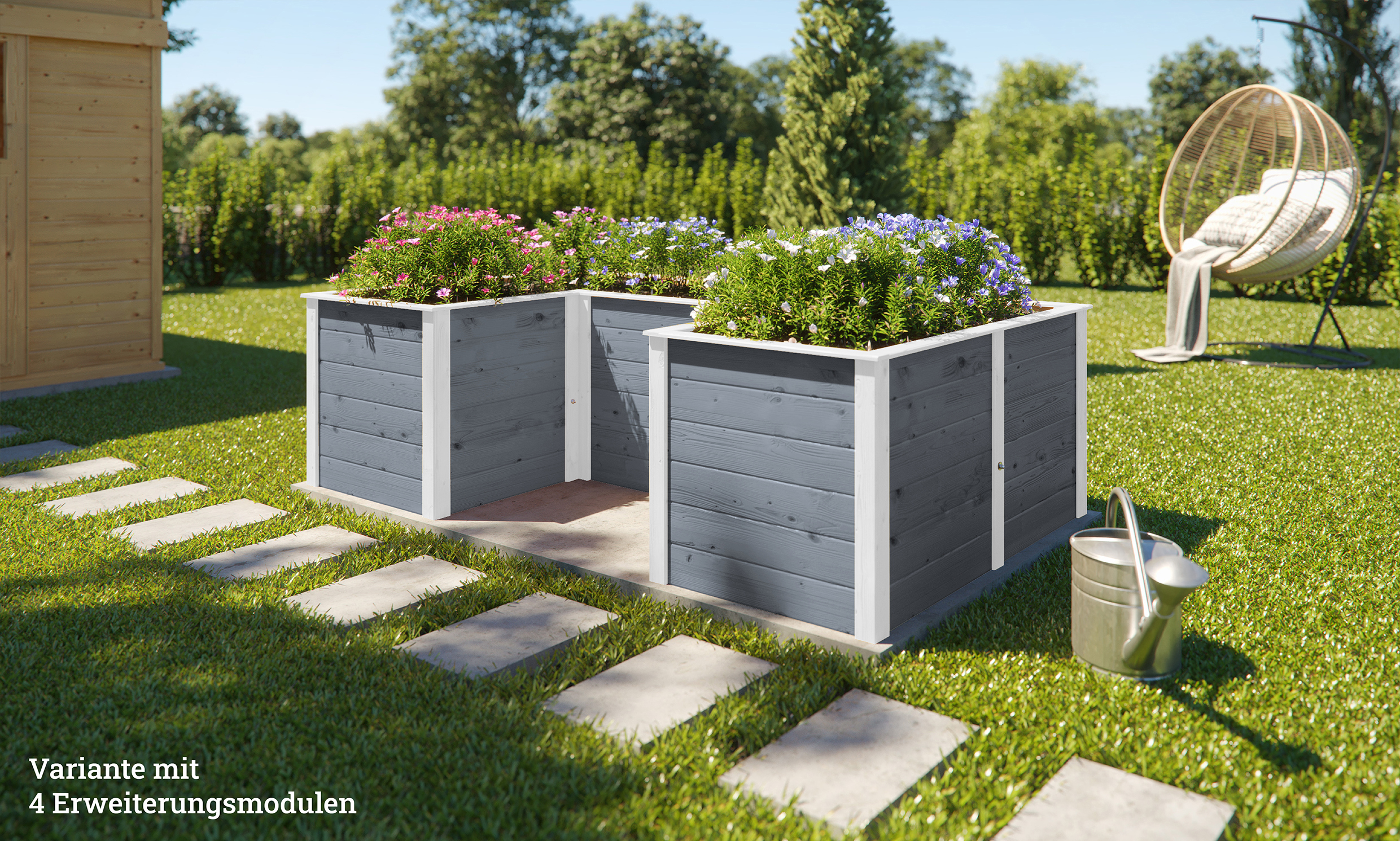 weka Ergänzungssatz Hochbeet Modular, 21 mm, grau