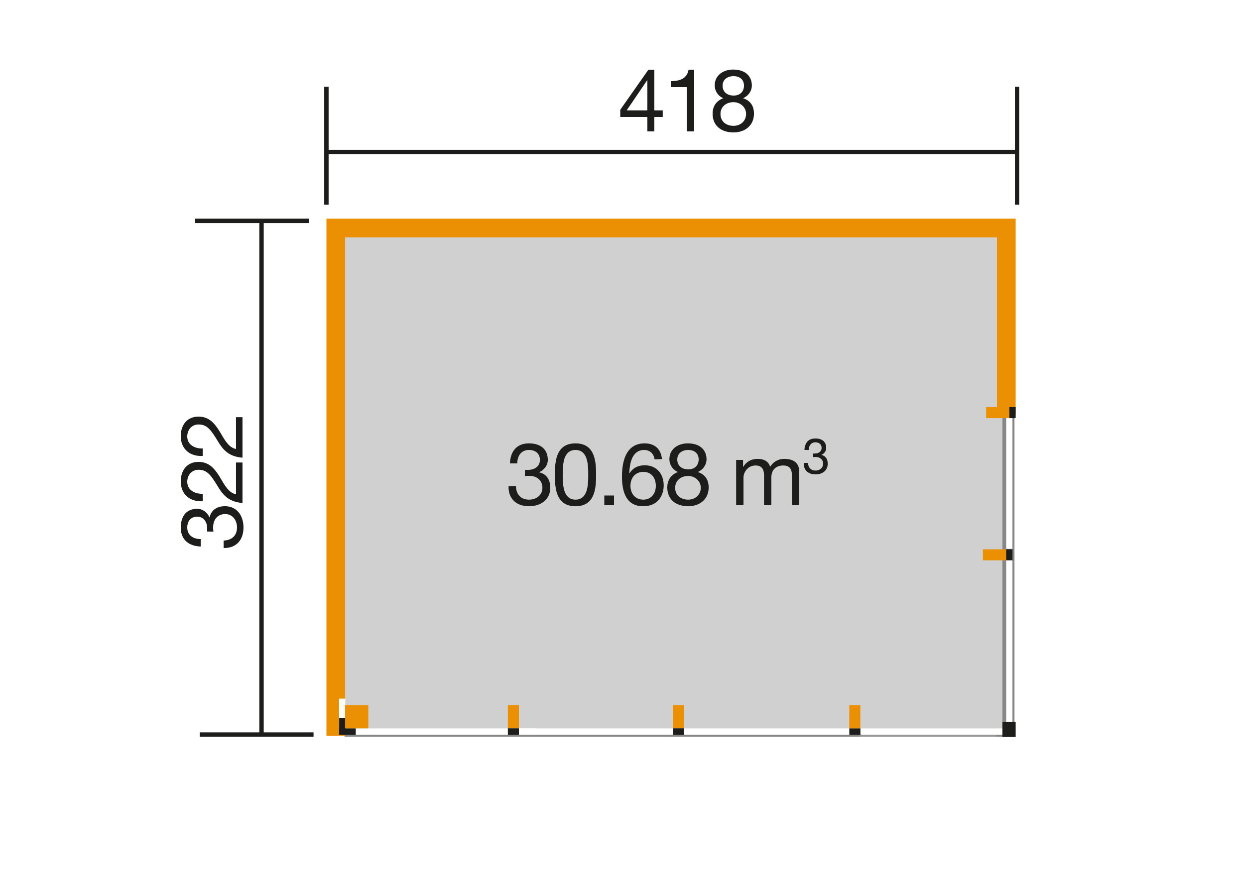 Designhaus 412 Gr.2, graphitgrau, 44 mm, Schiebetü