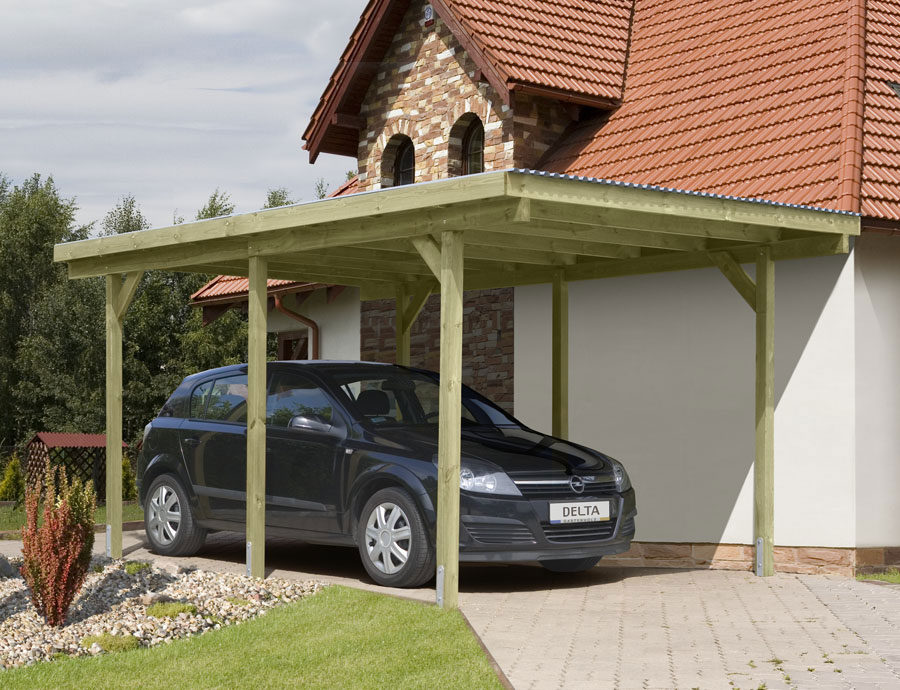 Carport Holz imprägniert  / Einzelcarport KDI mit PVC-Dach 300x500cm