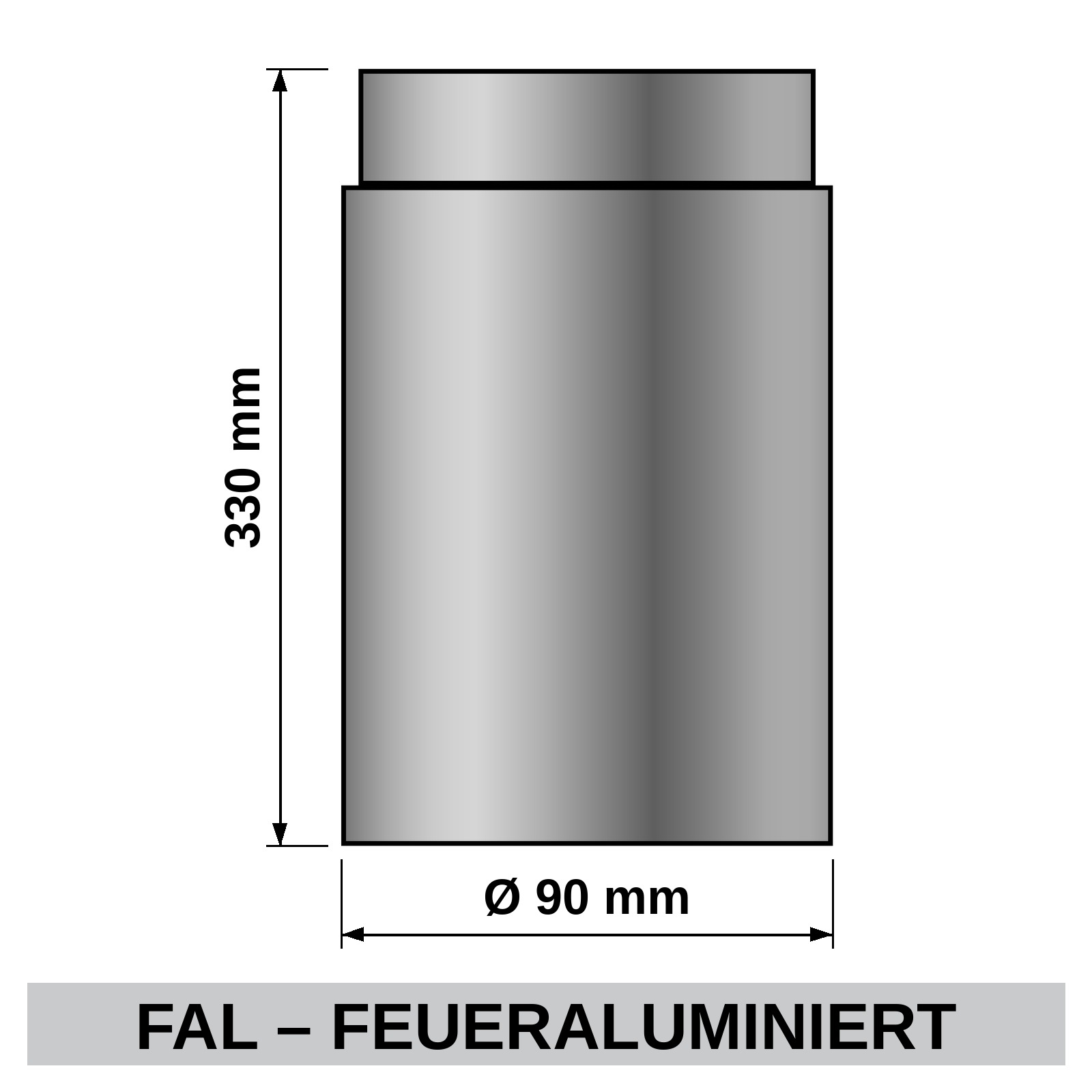ediFire Ofenrohr Ø 90 mm, 330 mm, feueraluminiert