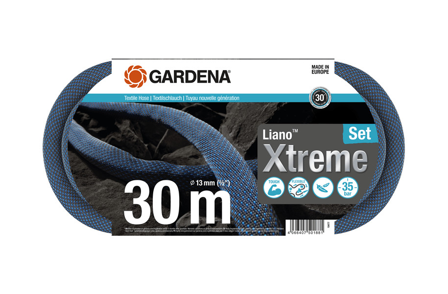 Gardena Textilschlauch Liano Xtreme Set 30m 1/2 Zoll 18477-20