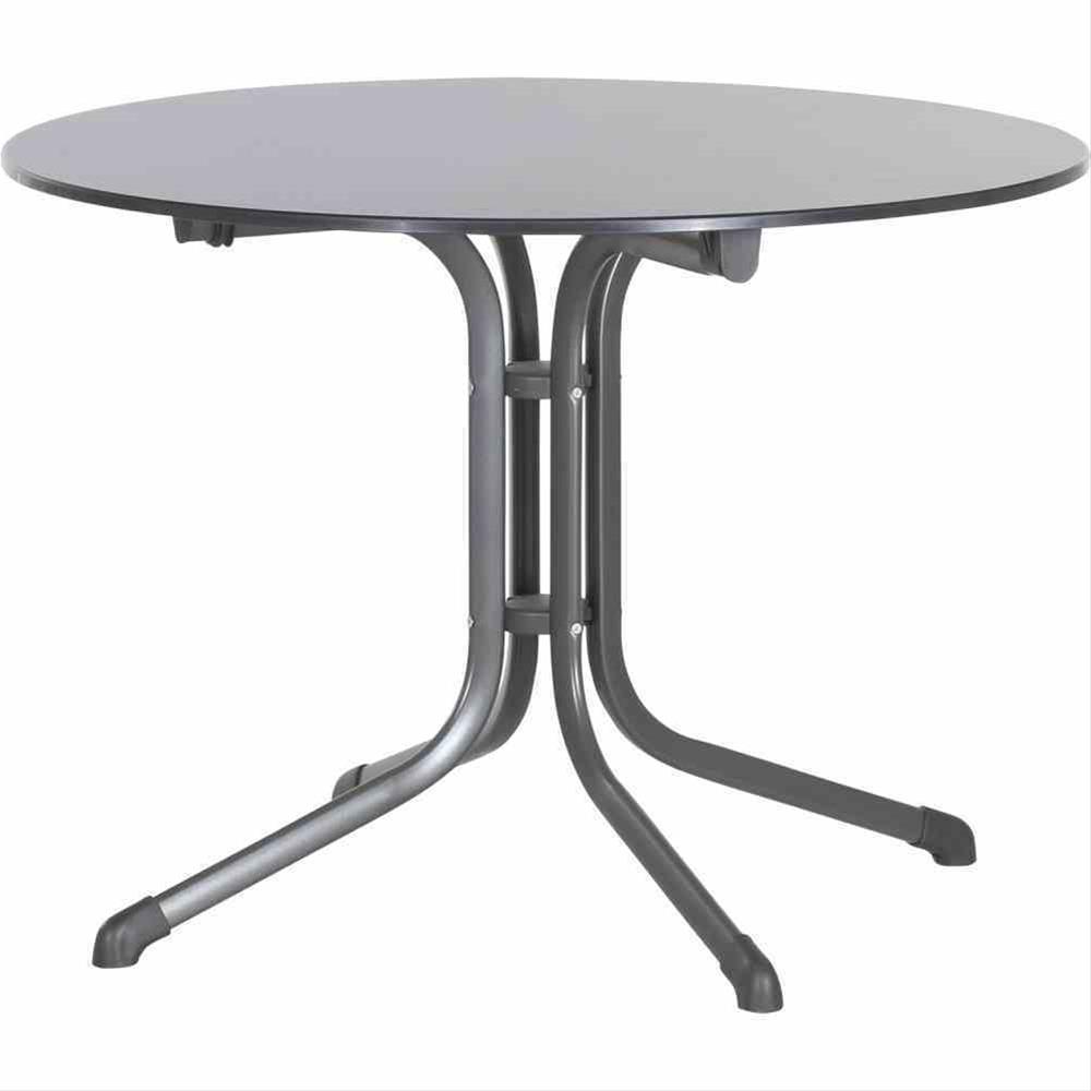 SIEGER Gartentisch / Klapptisch Ø100cm Stahl grau / Vivodur anthrazit