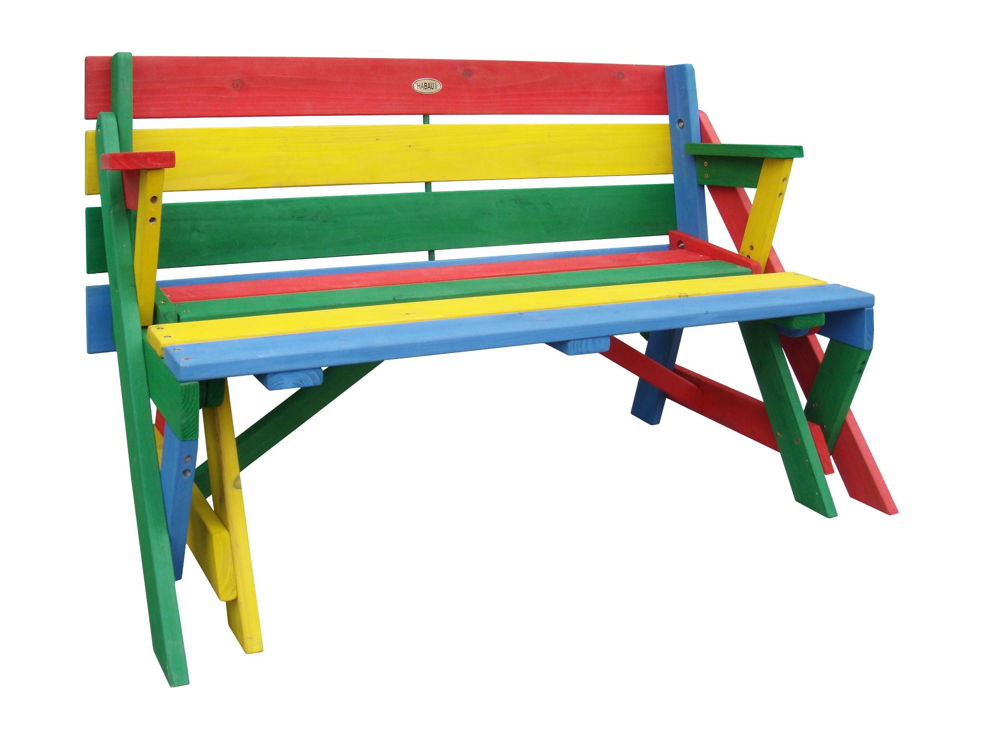 Kinder Picknicktisch / Sitzbank Habau farbig klappbar 2 Funktionen