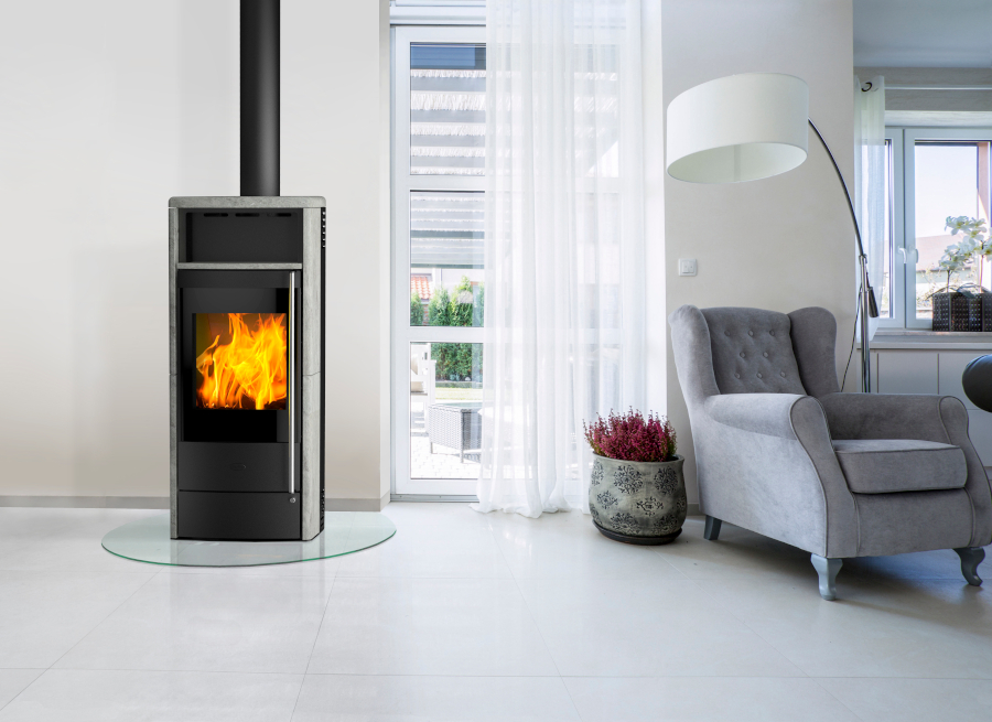 Fireplace Kaminofen Dauerbrandofen Teramo raumluftunabhängig 6kW DIBt