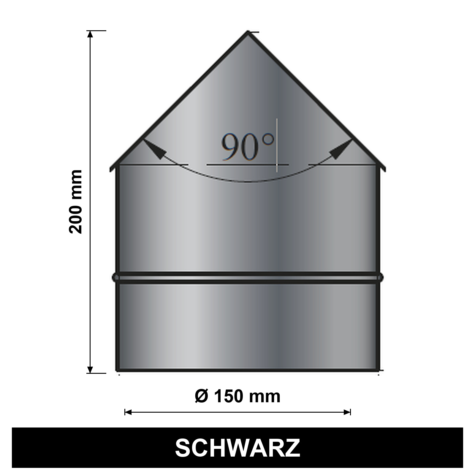 ediFire Doppelwandfutter für Außenecke Ø 150 mm, schwarz