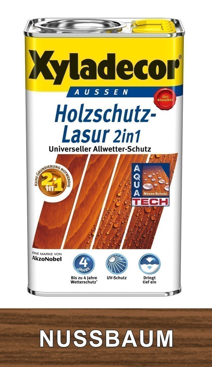 XYLADECOR Holzschutzlasur 2in1 2,5 Liter Holzfarbe nussbaum