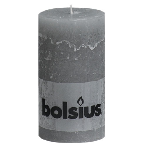 Bolsius Stumpenkerze Rustik Ø 68mm Höhe 130mm hellgrau - 1 Stück