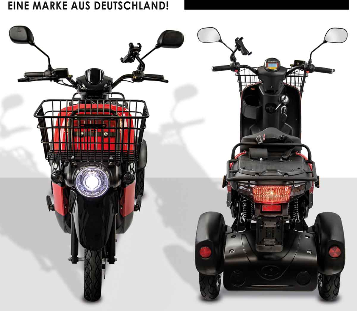 Rolektro E-Carrier 25 V.3 Elektro-Dreirad Lithium 25 km/h rot