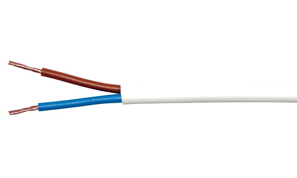 PVC-Flachleitung H03VVH2-F 2×0,75 mm² weiß, Meterware