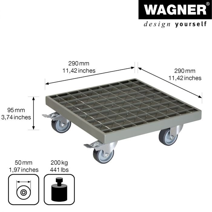 Multiroller Pflanzenroller pulverbeschichtet 290x290 mm für 200 kg