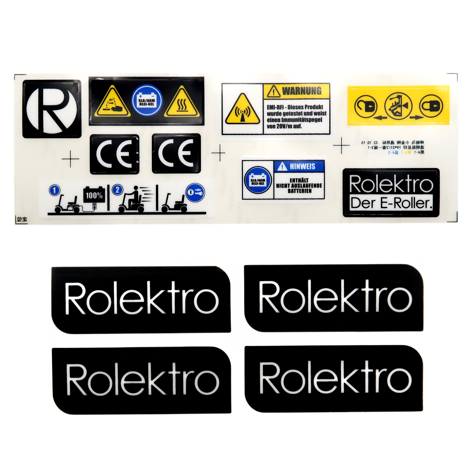 Rolektro Aufkleber, komplettes Set für Trike6V2/V3/Quad6V2/V3/Pro