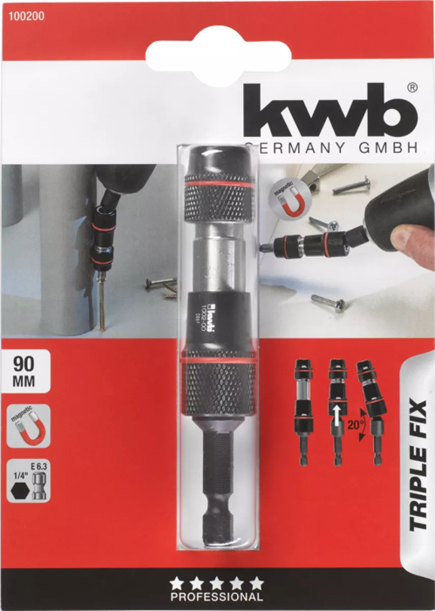 TRIPLE-FIX Winkel- und Schnellwechsel-Bithalter 1/4" Zoll 90 mm