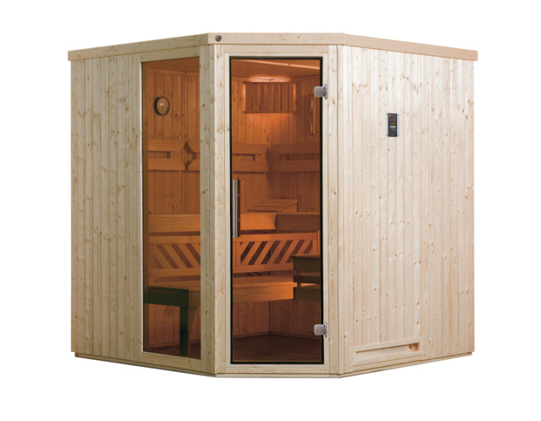 Weka Sauna Varberg 7,5 kW OS Gr.3 Glastür mit Fenster graphit Optik