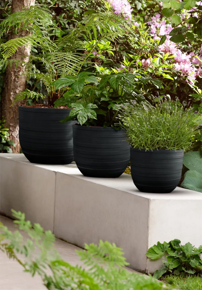 elho Blumentopf Fuente Rings rund Onyx Schwarz Ø30cm