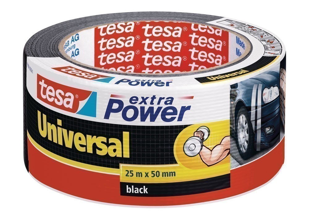 tesa® extra Power Universal Gewebeband 25 m x 50 mm schwarz