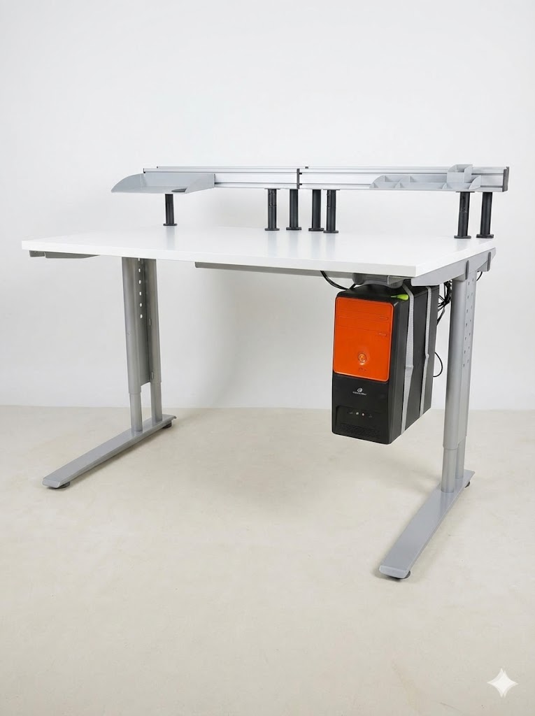 B-Ware Profi-Schreibtisch-Set 160x80 cm | Silbergrau & Weiß