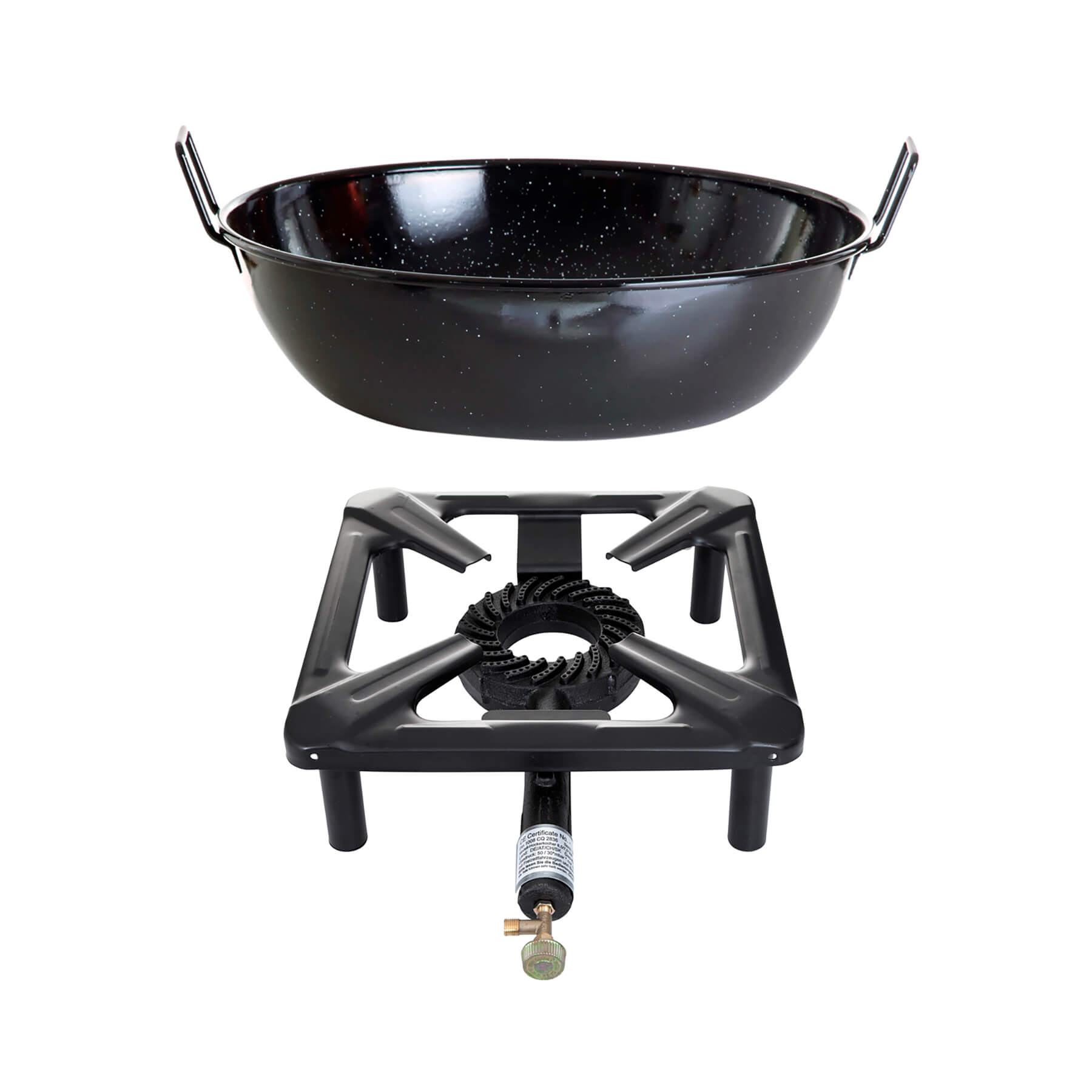 Paella World® Hockerkocher Set mit Emaille Schüssel Ø30cm