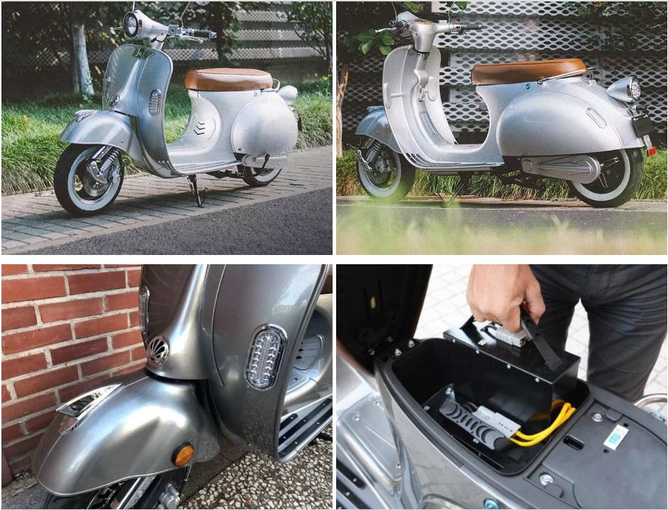Elektroroller Retro Ginabella - 2000H / E - Motorroller 45Km/h grau