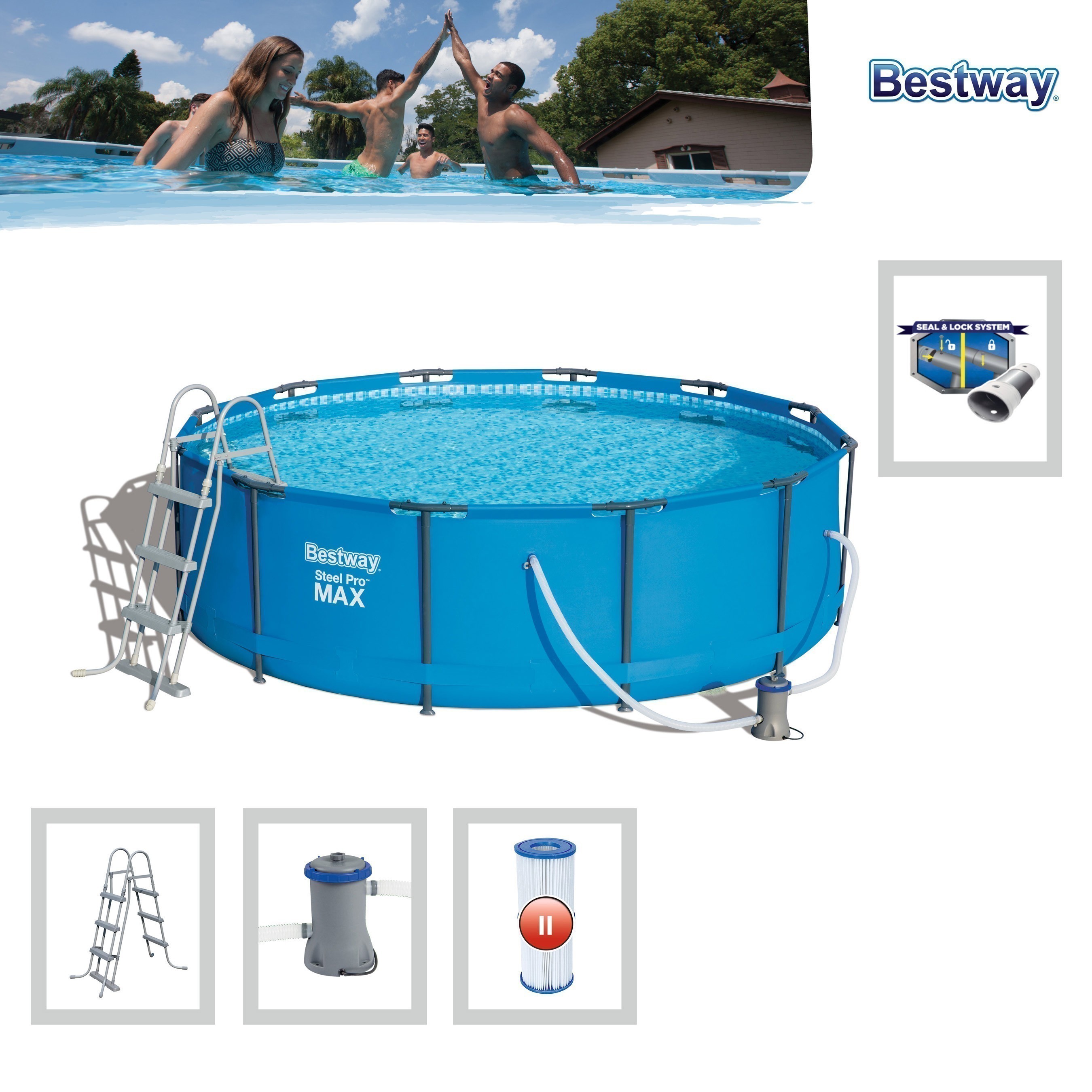 Pool / Frame Pool Bestway Steel Pro Max Set
 Filterpumpe Ø 366x100cm
