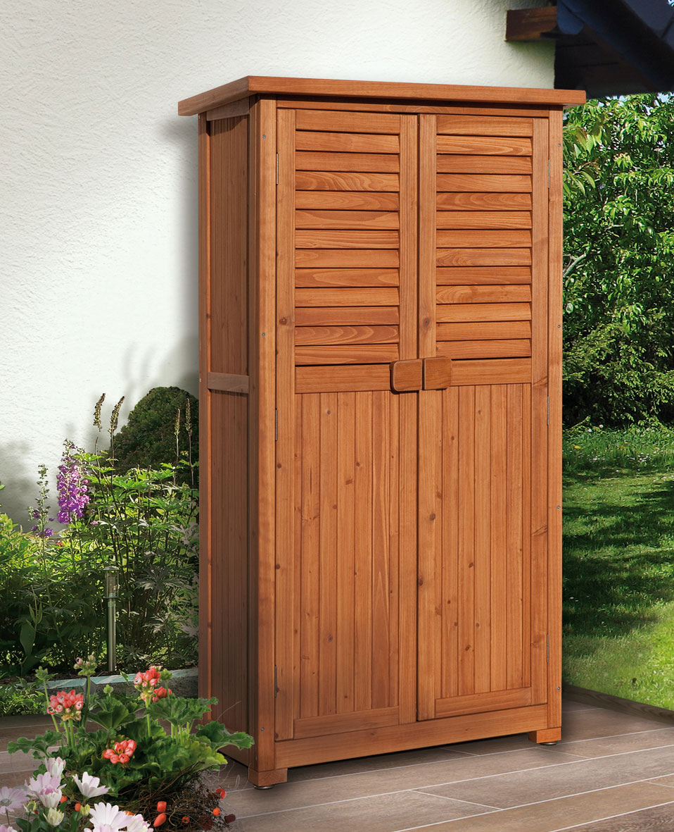 Gartenschrank Holz 15 mm Weka 195 B braun lasiert 88x50x160cm