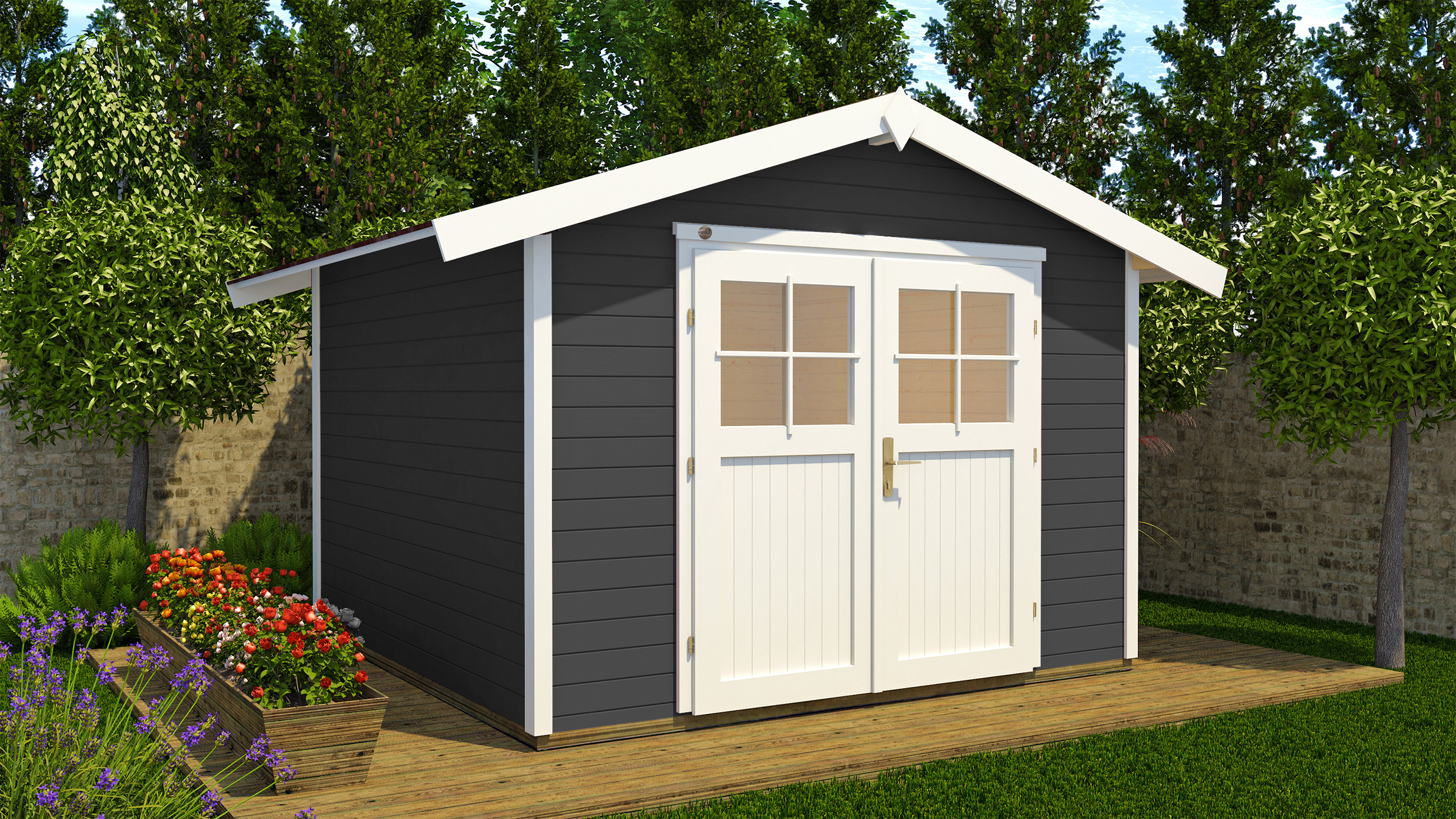 weka Gartenhaus 122 Gr.2 anthrazit, 28 mm
