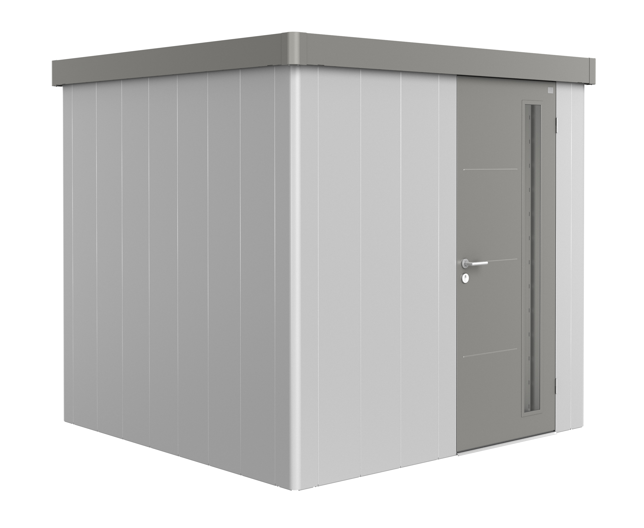 Biohort Gerätehaus Neo 2B Variante 1.2 Standardtür silber quarzgrau
