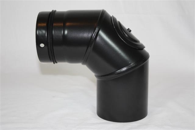 Ofenrohr / Rauchrohr für Pelletofen Bogen 90° Ø80mm mit Tür