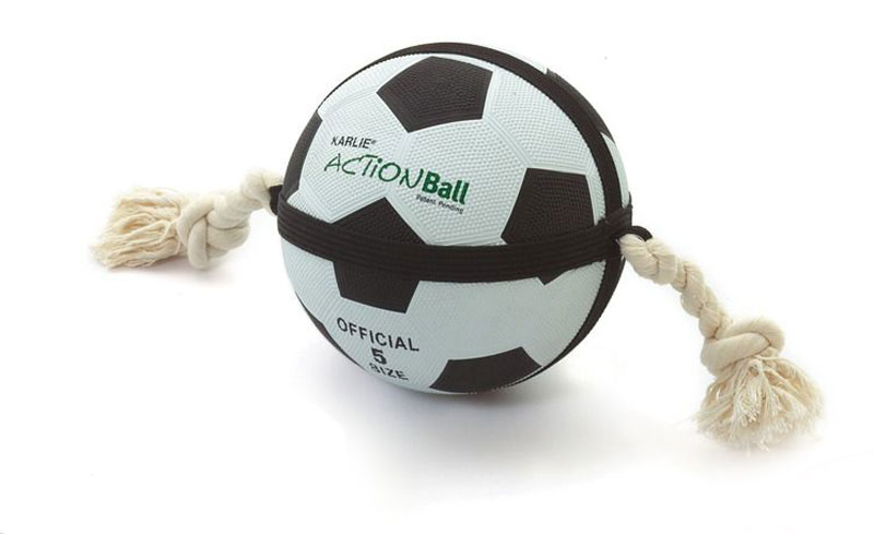 Hundespielzeug Actionball Karlie Fussball groß 22cm schwarz weiß