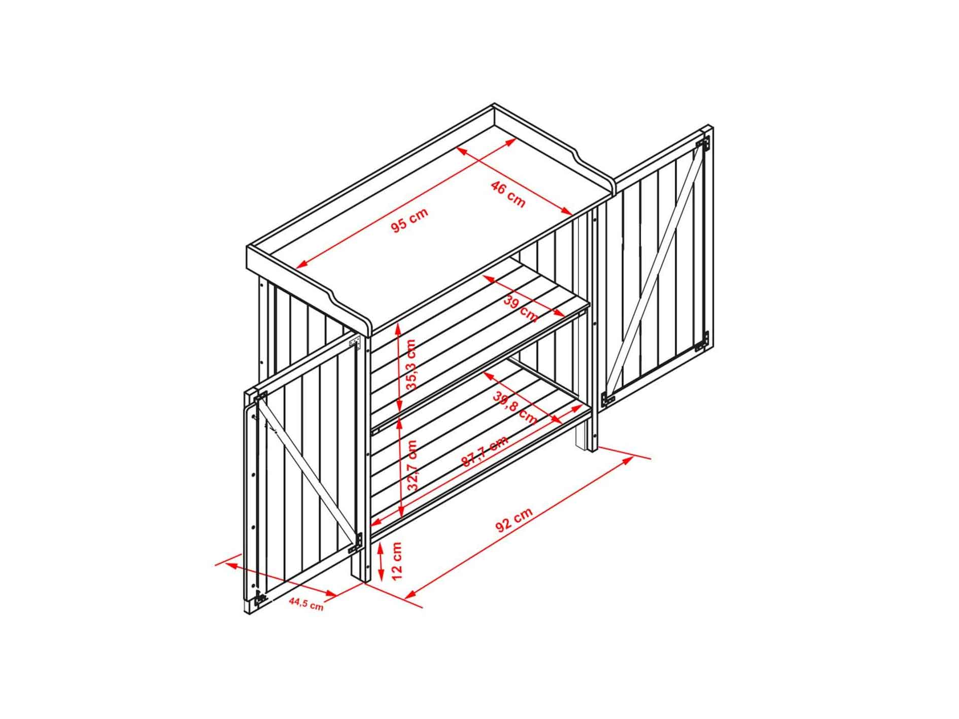 Pflanztisch / Gartentisch / Grilltisch / Terrassenkommode Habau Lino
