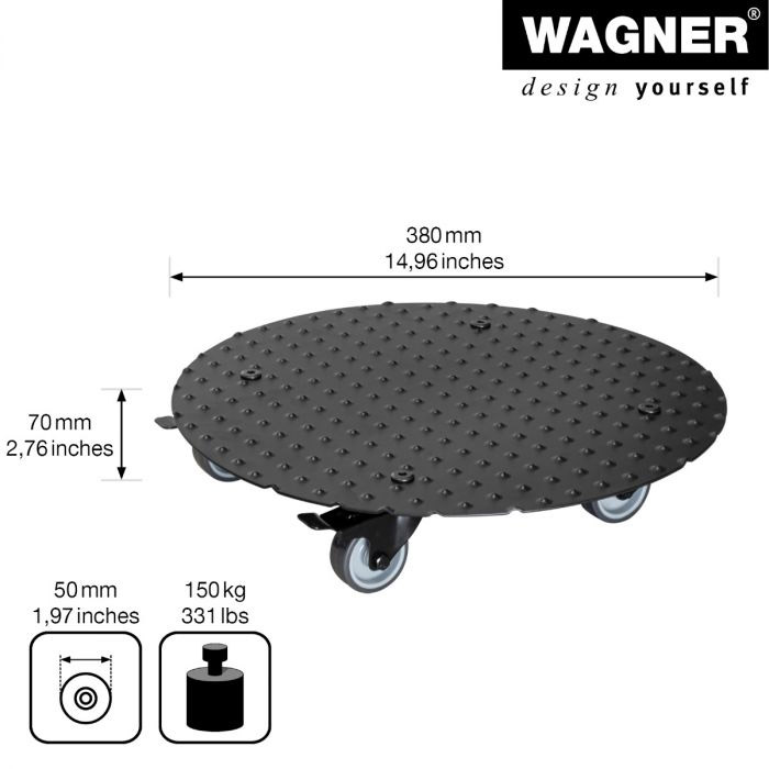 Multiroller Pflanzenroller Alu rund schwarz 380 mm für 150 kg