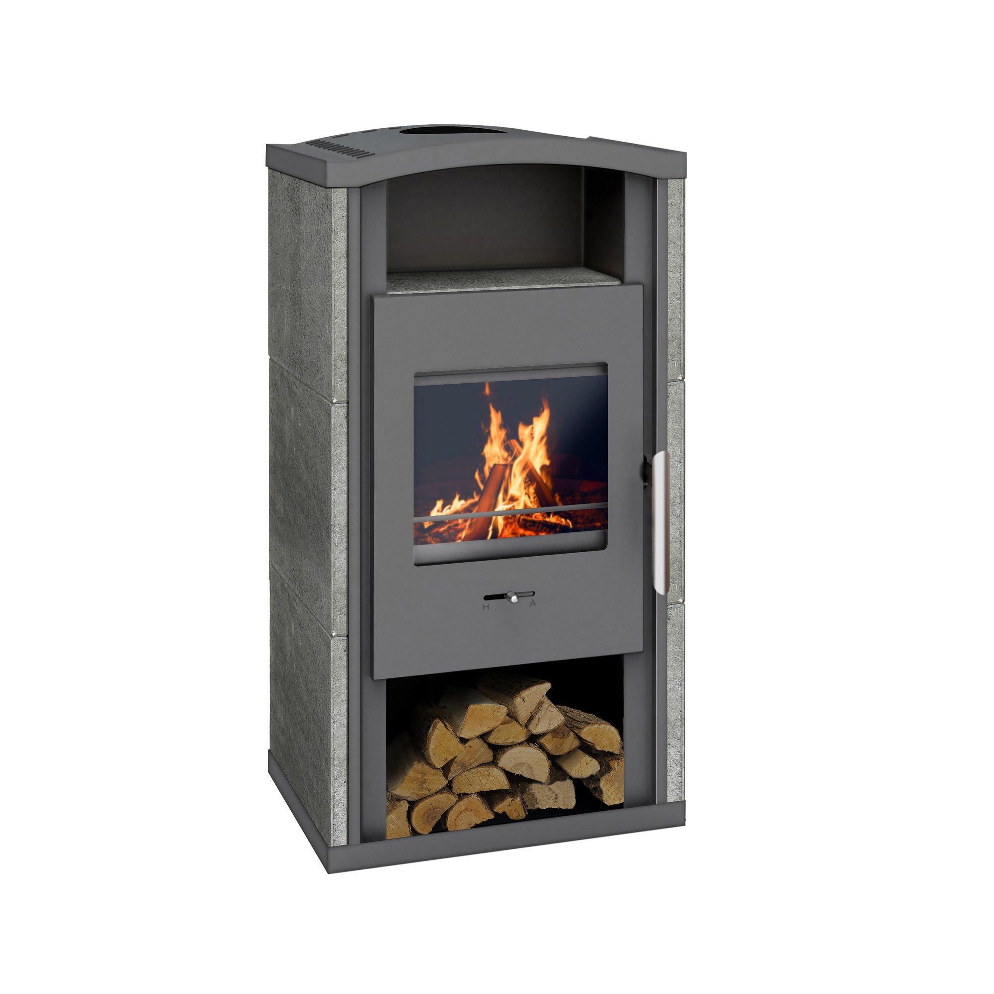 Wamsler Kaminofen Gron gussgrau/Naturstein 6 kW