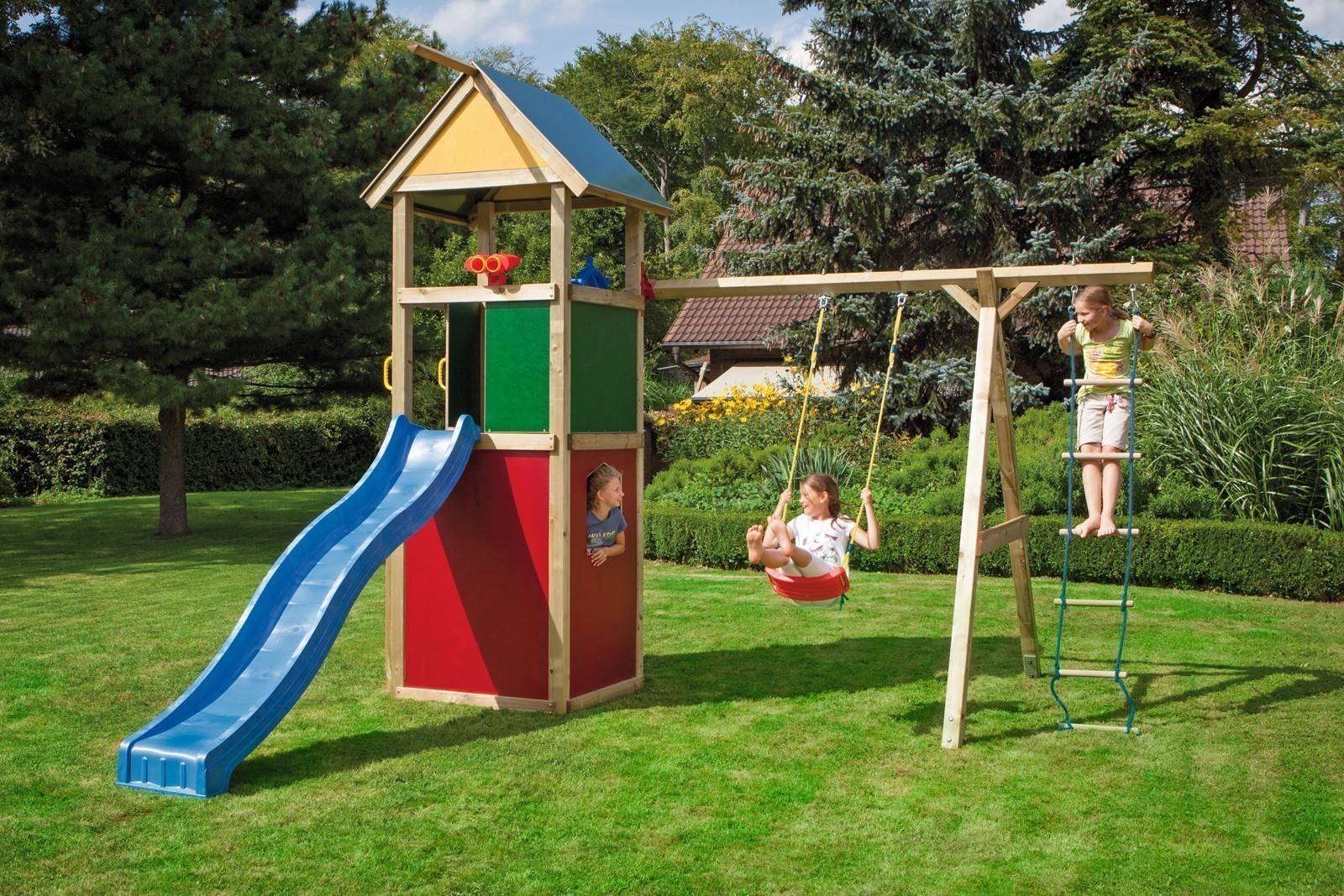 WINNETOO Fensterwand für Spielturm 90x138cm rot