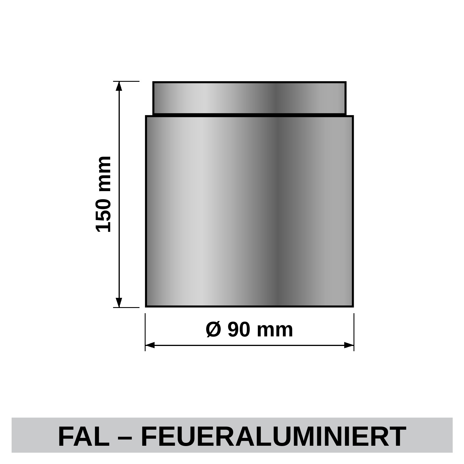 ediFire Ofenrohr Ø 90 mm, 150 mm, feueraluminiert