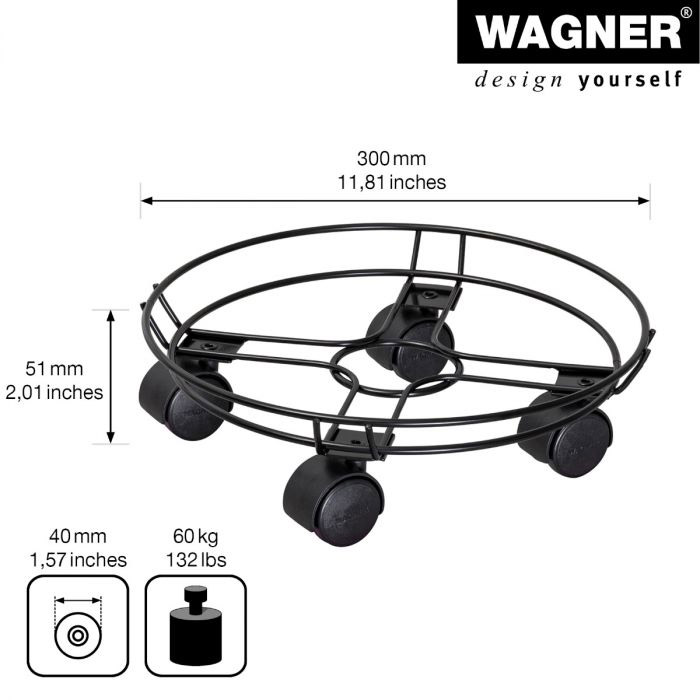 Multiroller Pflanzenroller Black Edition rund 300mm für 60kg