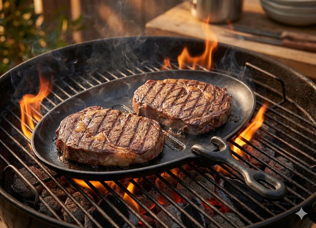 Ovale Guss-Grillpfanne (26x17 cm)