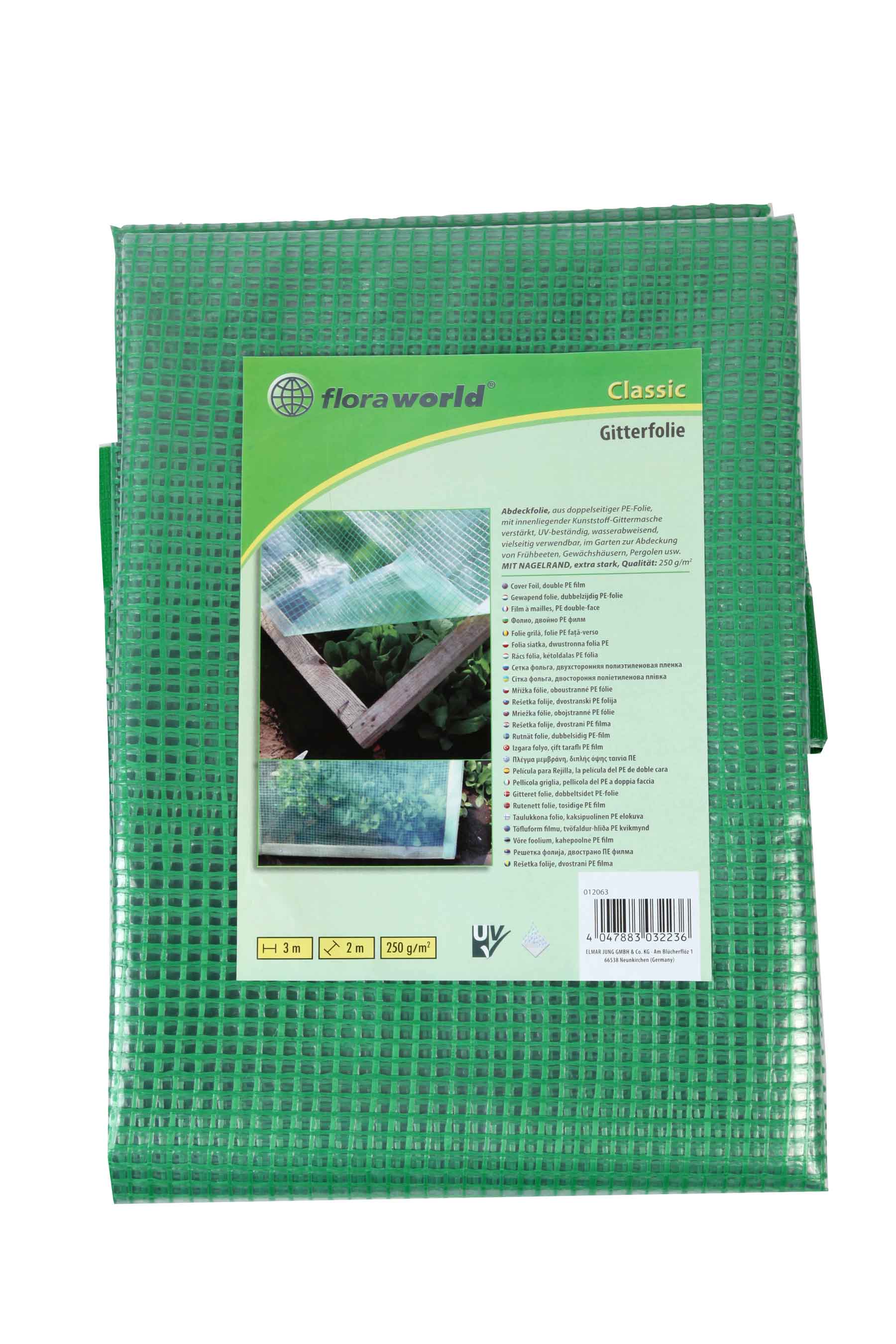 Gitterfolie / Abdeckfolie classic floraworld 3x2m mit Nagelrand