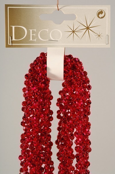 Christbaumschmuck Kaemingk Weihnachtsdeko Diamantenkette Mini rot 2,7m