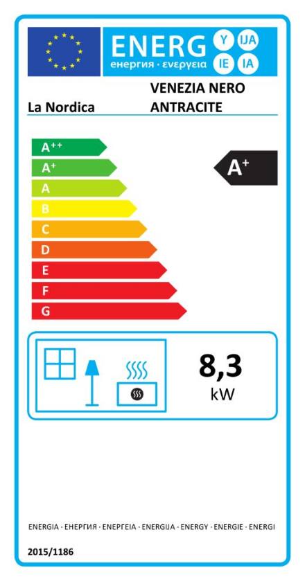 Energielabel La Nordica Holzherd Venezia schwarz 8,3kW